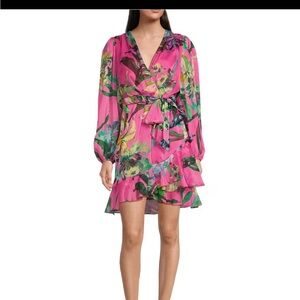 Alex Marie Laurel Floral Long Sleeve Surplice
V-Neck A-Line Dress - Pink -Size 6